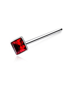 Square Stone Silver Straight Nose Stud NSKA-15